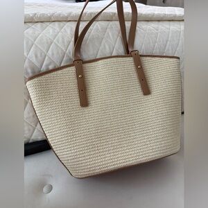 Madison West Cream and Brown Tote Bag